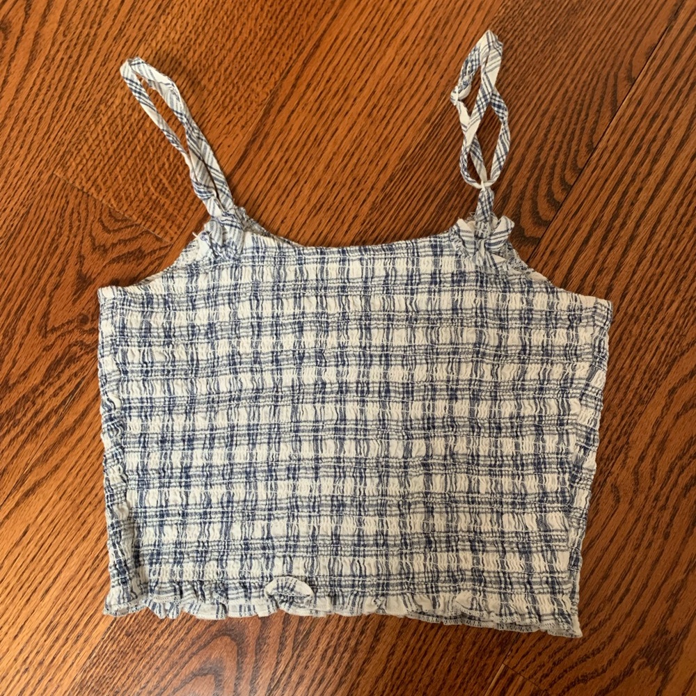 Brandy Melville, white/blue tank top, small